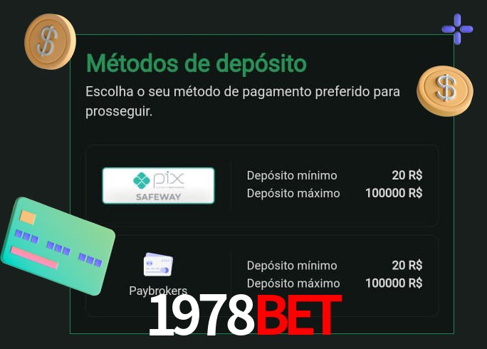 O cassino 1978bet oferece uma grande variedade de métodos de pagamento